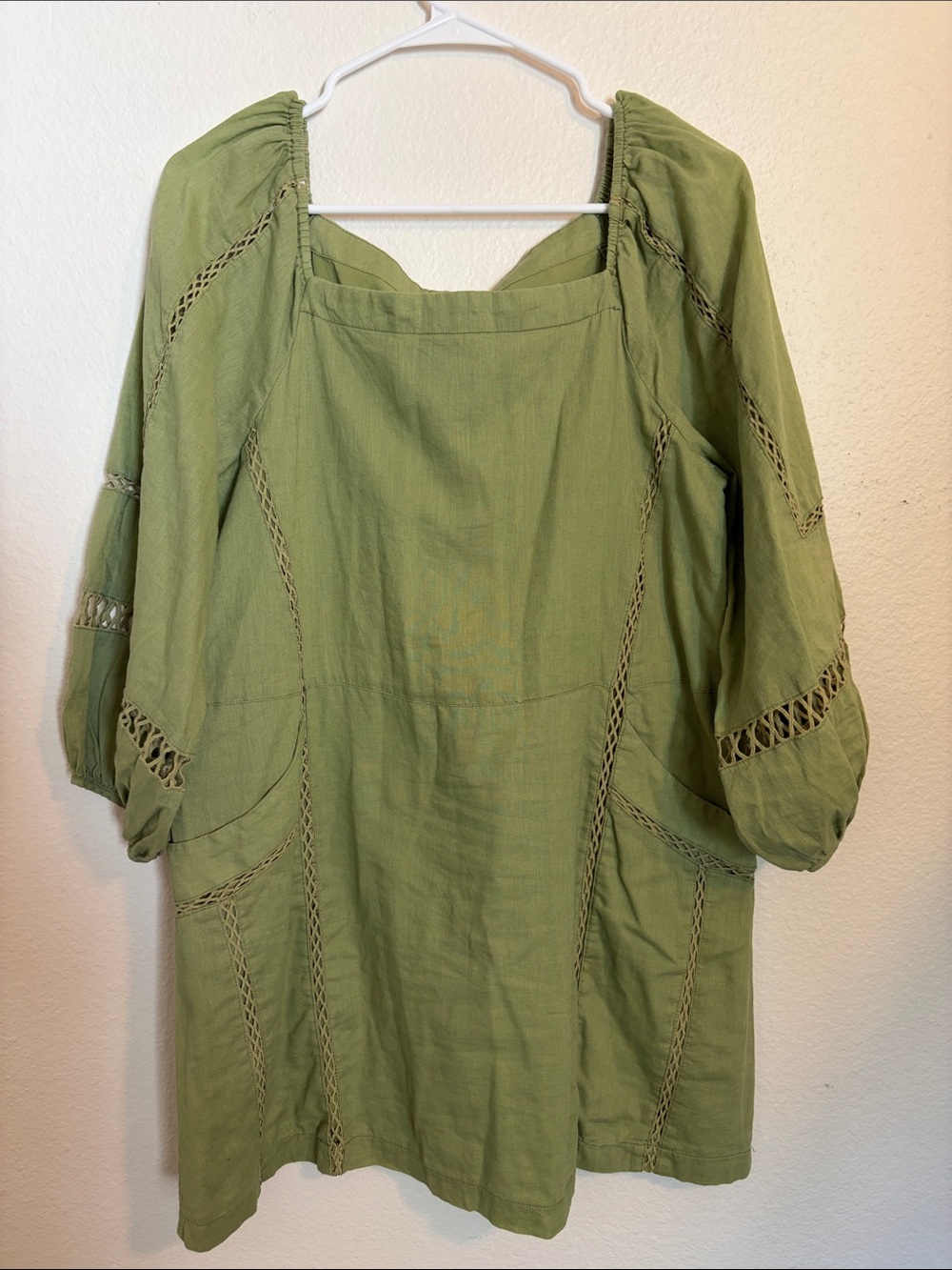 Free People Size S Olive Green Linen Tunic Dress